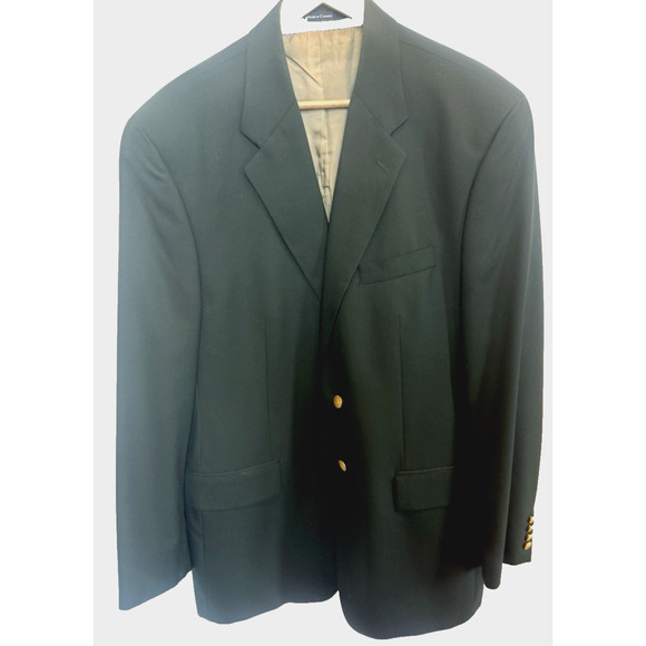 Chaps Ralph Lauren Mens Wool Sport Coat 44 L Gold Shield Button Masters Green - Picture 1 of 11